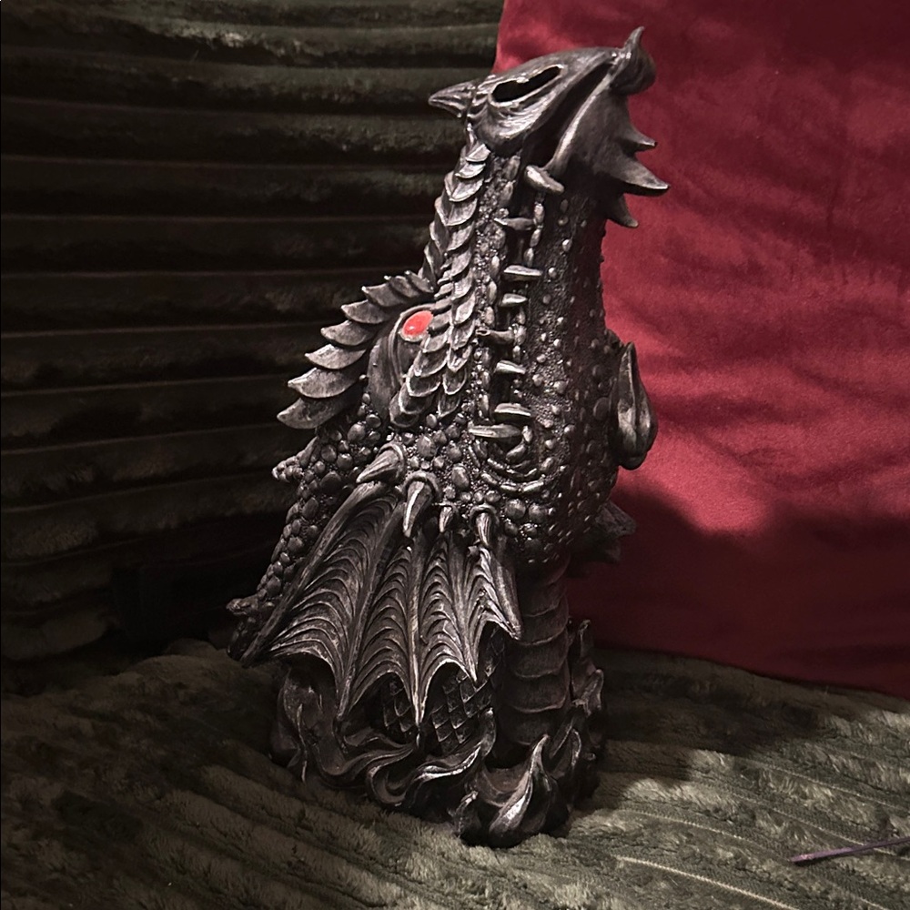 Black Dragon Home Incense Burner with Red Eye Accent